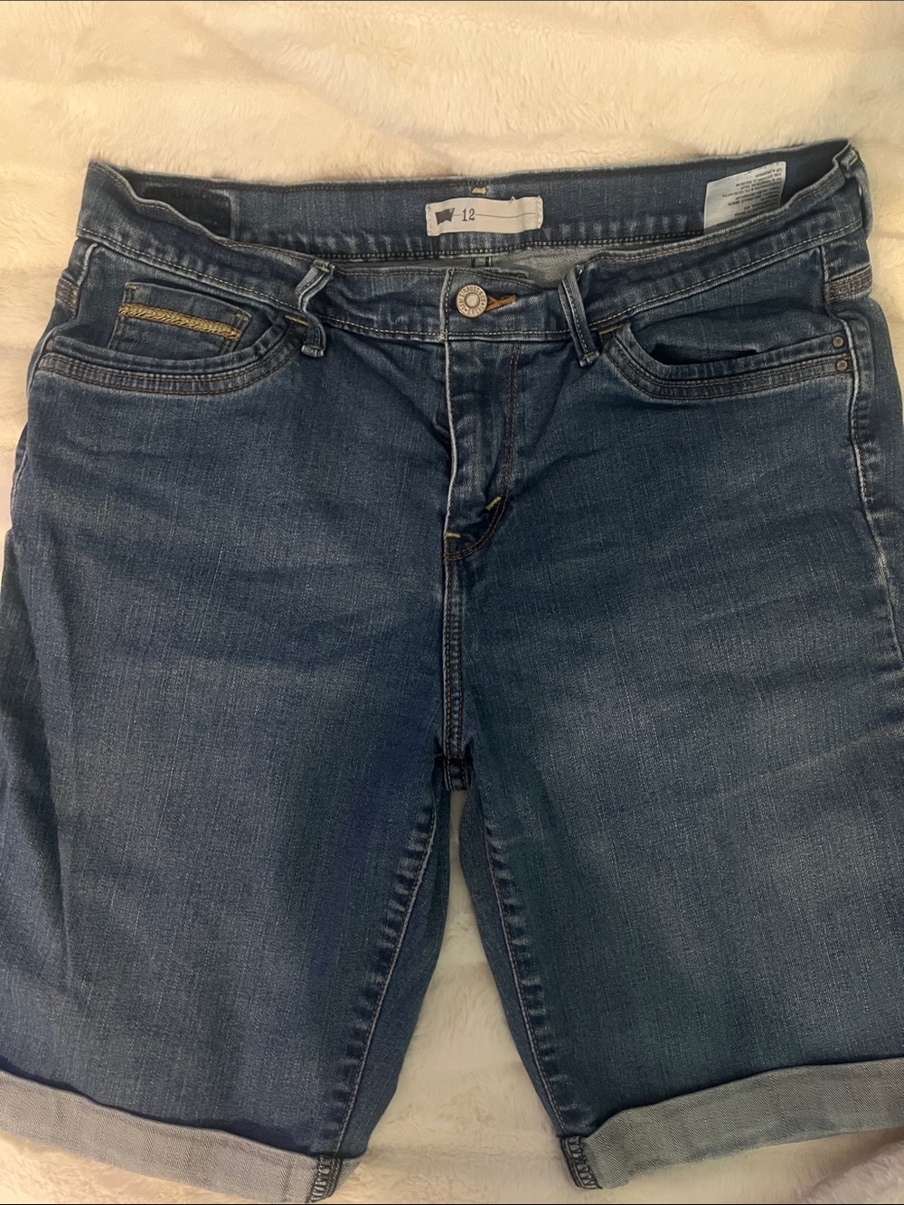 Levi's Women's Dark Blue Boyfriend Denim Bermuda Shorts